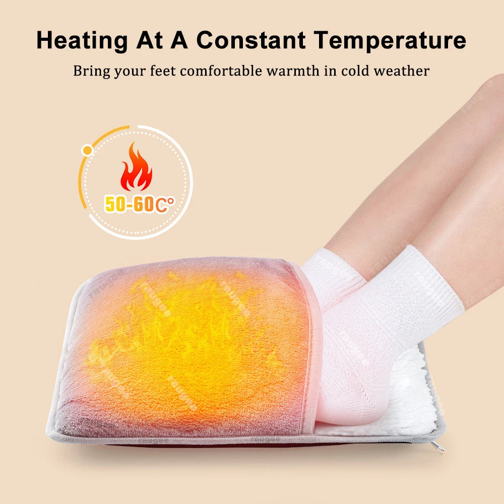 USB Electric Foot Warmer Pad with Soft Flannel Cover, Washable Heated Foot Mat for Home & Office | Lonoma