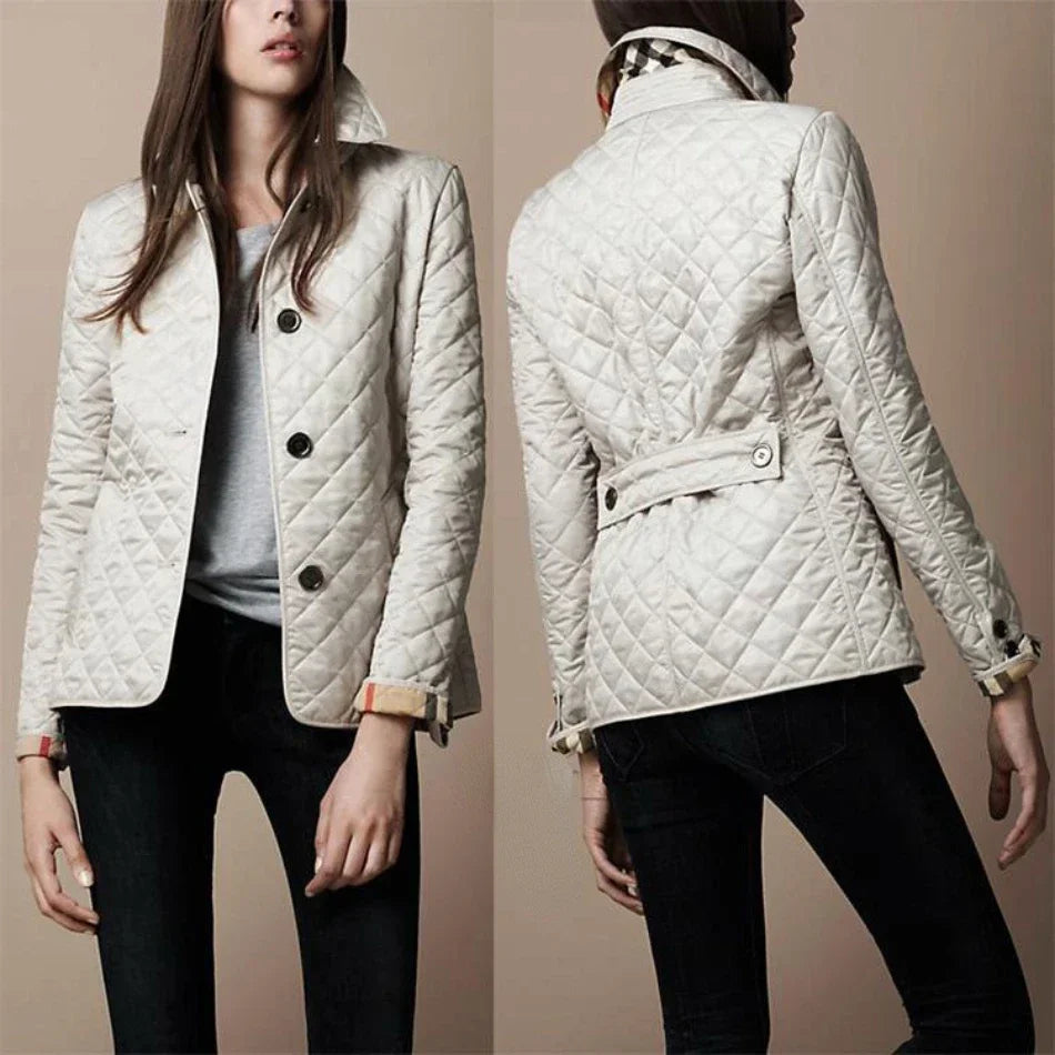 Tailored Diamond Quilted Jacket for Women in Five Refined Colours | Lightweight Button-Front Design for Effortless Layering Through Autumn and Winter | Koossa