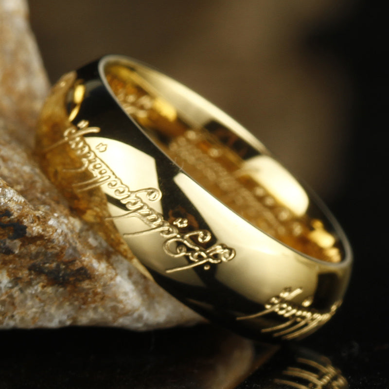 Luminous Elvish Script Ring — Glow-in-the-Dark Fantasy Ring for Women & Men in Silver & Gold | Koossa