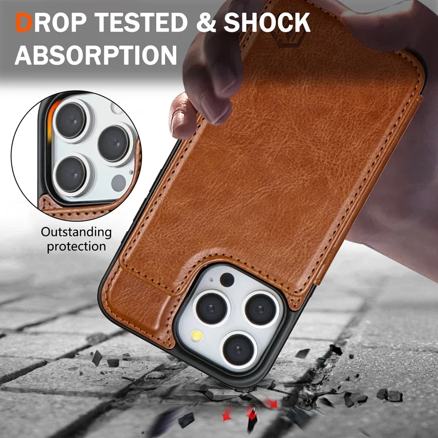 Magnetic Wallet Phone Case with RFID Blocking for iPhone β Premium Faux Leather Flip Cover with Card Slots & Kickstand | Lonoma