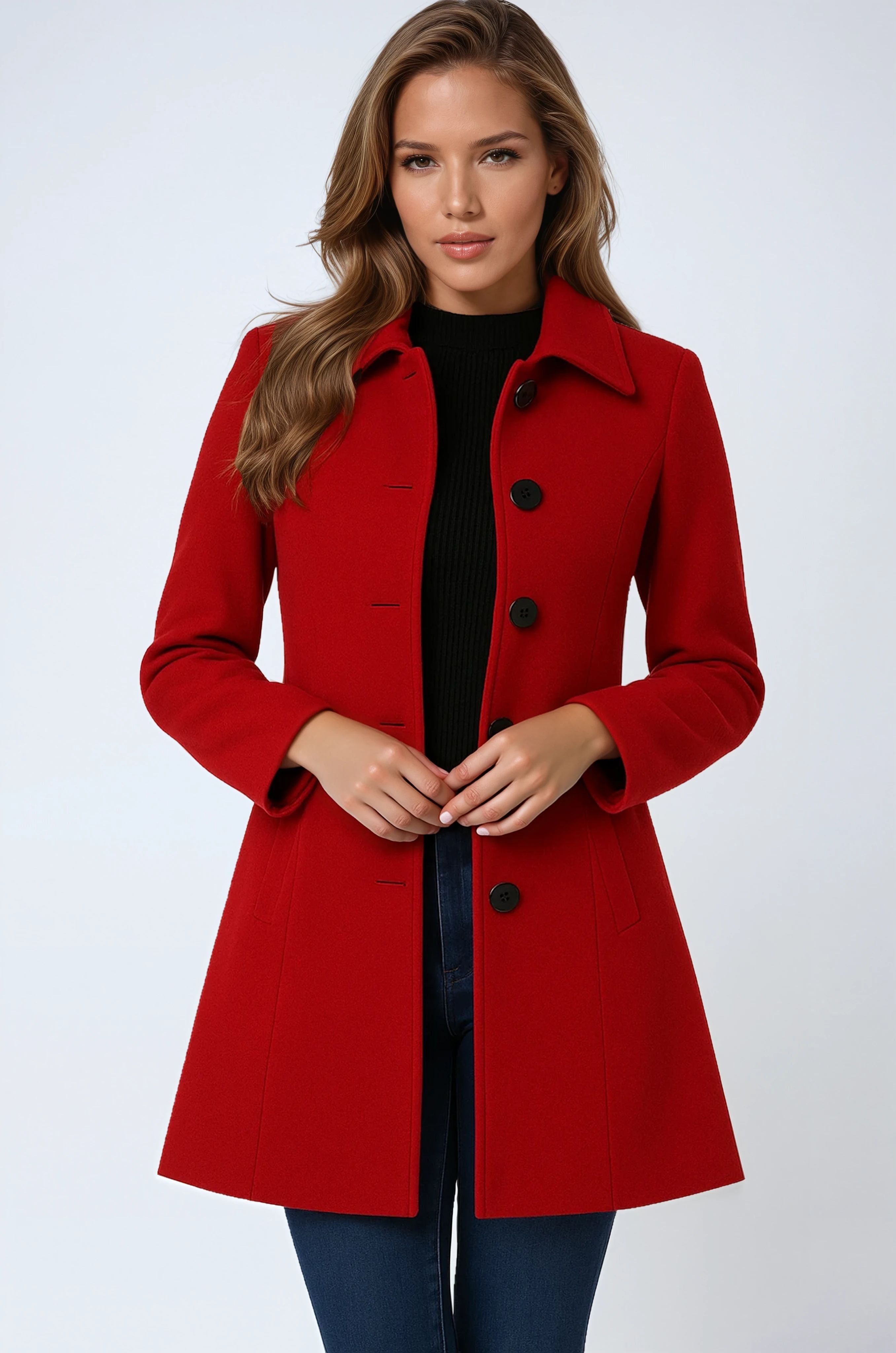 Women's Tailored Wool Trench Coat in Classic Neutral Tones for Autumn and Winter | Koossa