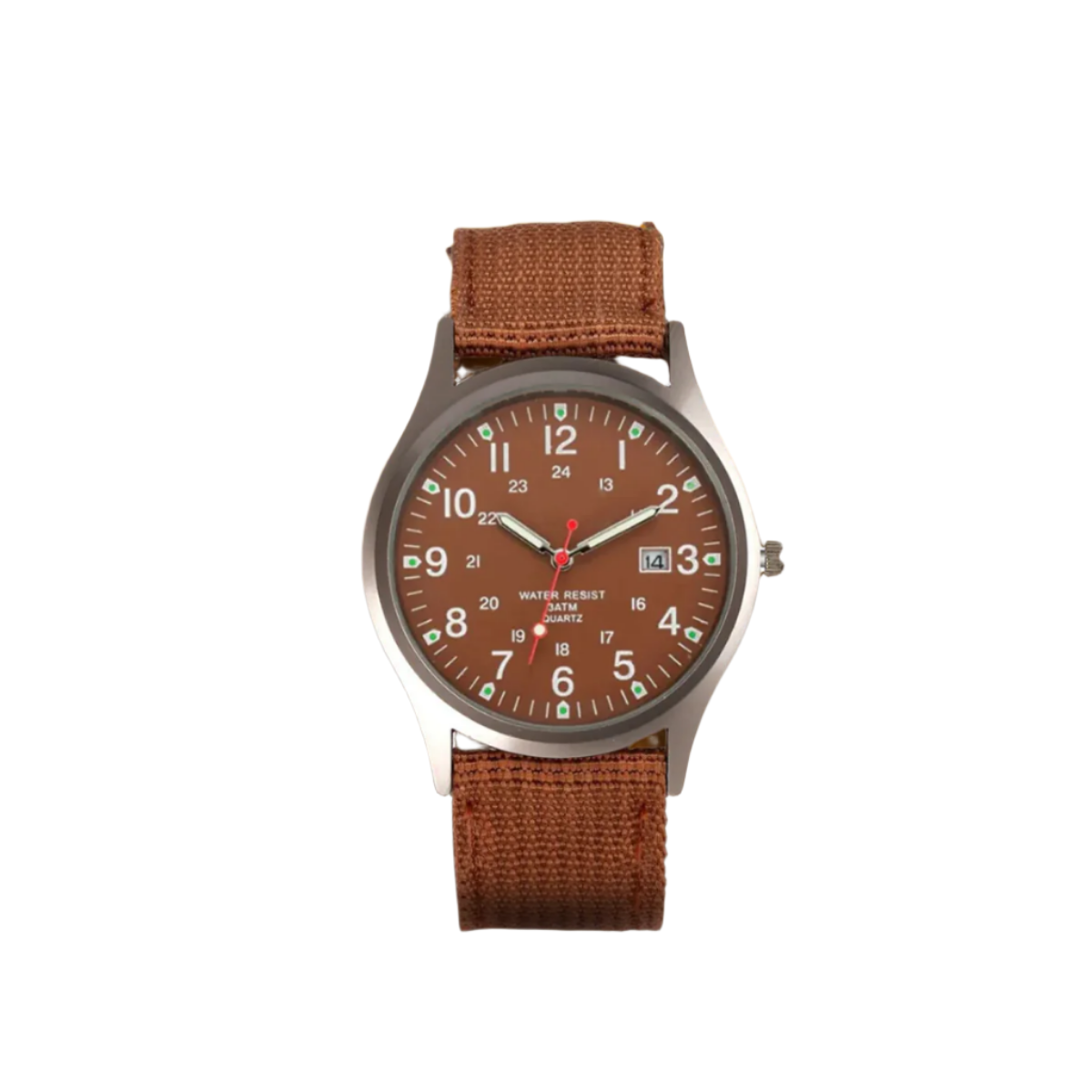 Men's Analog Field Watch with Arabic Numerals, Fabric Strap, Date Window, 24-Hour Scale for Outdoor Hiking Camping Travel | Lonoma