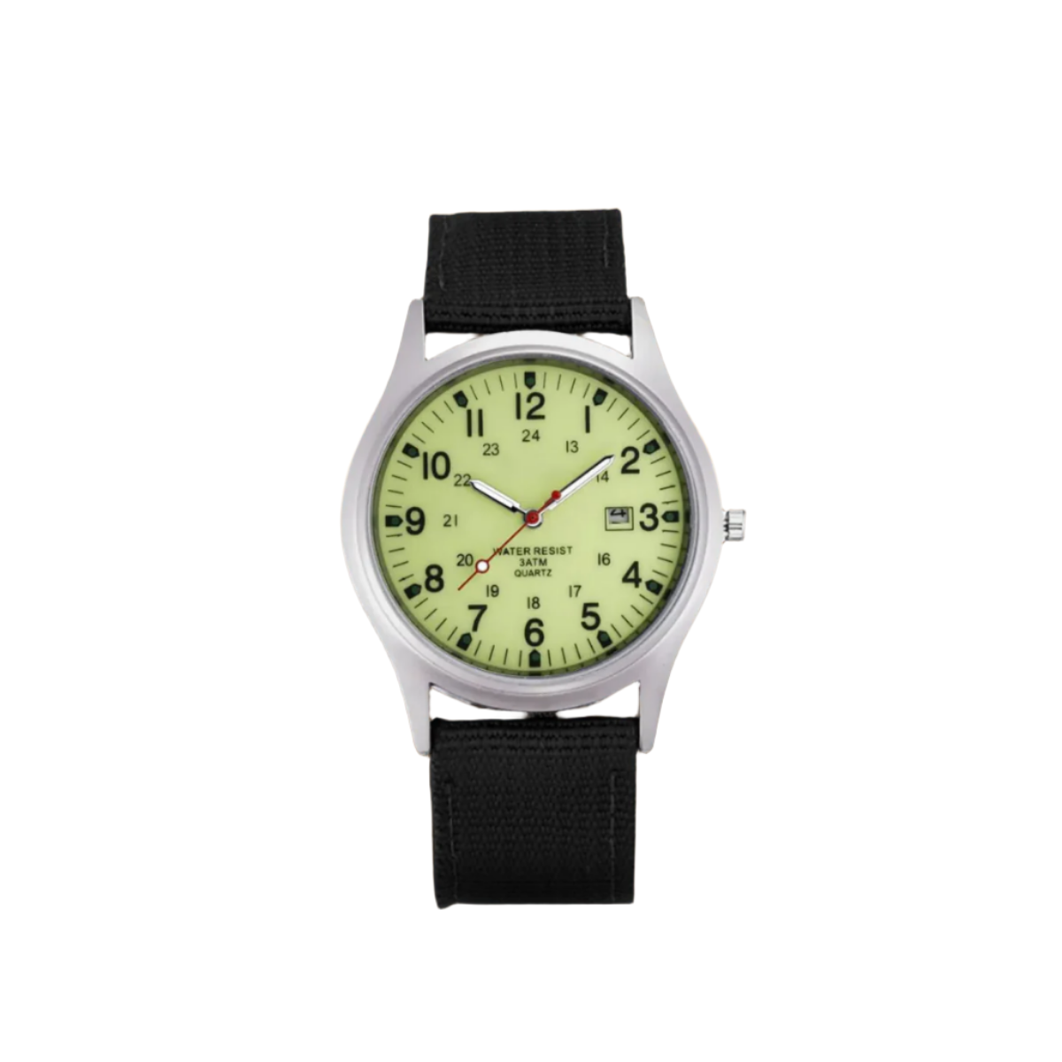 Men's Analog Field Watch with Arabic Numerals, Fabric Strap, Date Window, 24-Hour Scale for Outdoor Hiking Camping Travel | Lonoma