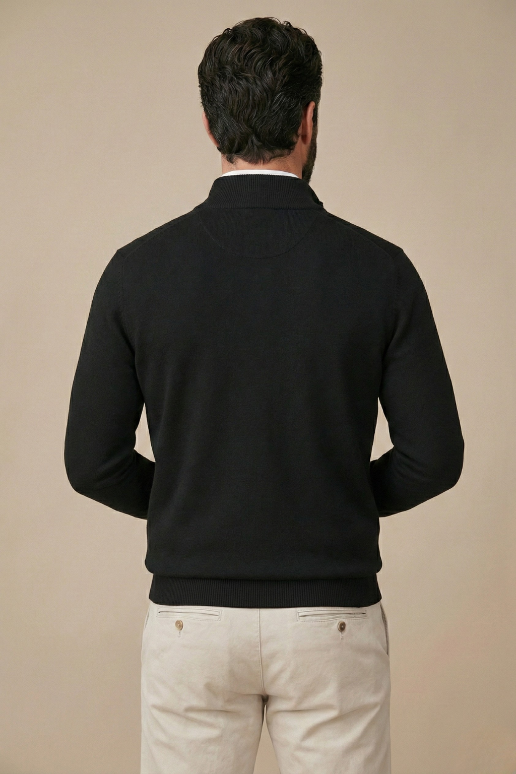 Men's Half-Zip Pullover Sweater Stand-Up Collar Ribbed Cuffs Smart Casual Knitwear for Office Work Everyday Layering Fall Winter | Lonoma