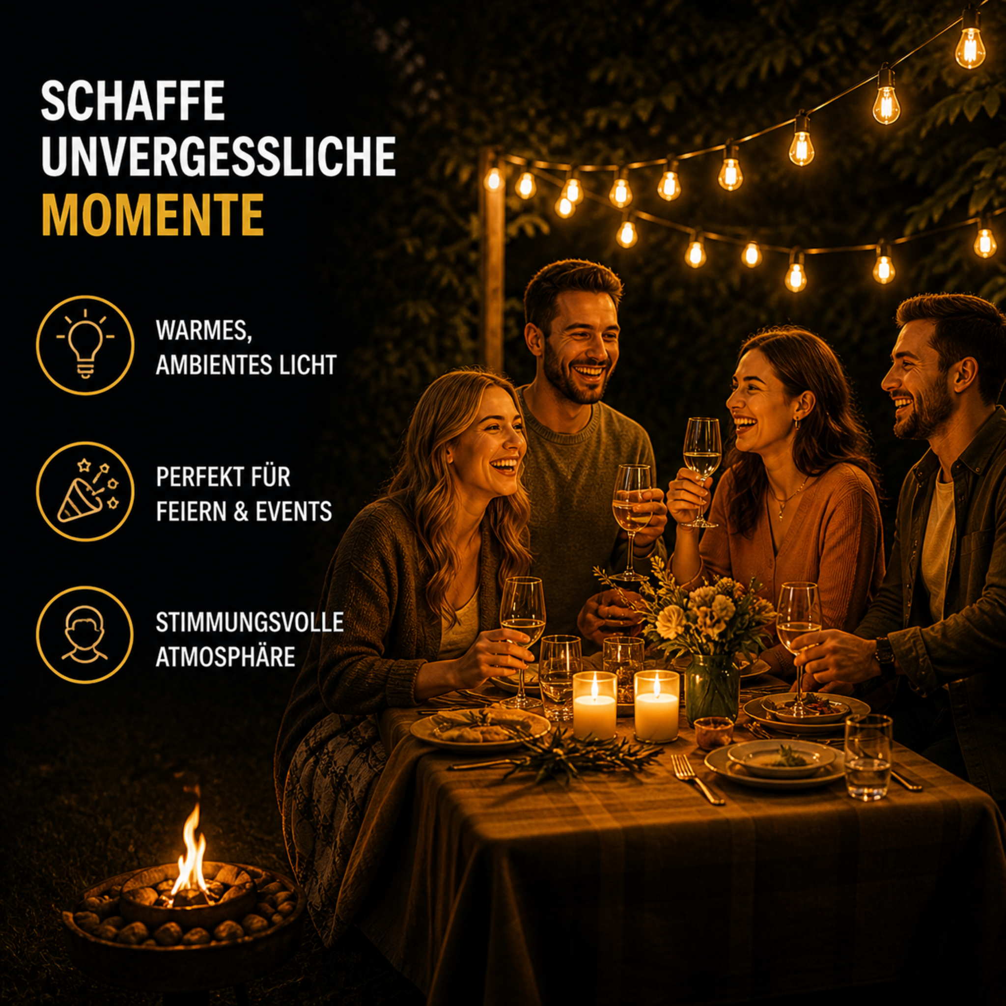 Guirlande lumineuse solaire LED 5-10 m extérieur étanche pour jardin camping terrasse style vintage Edison | Koossa