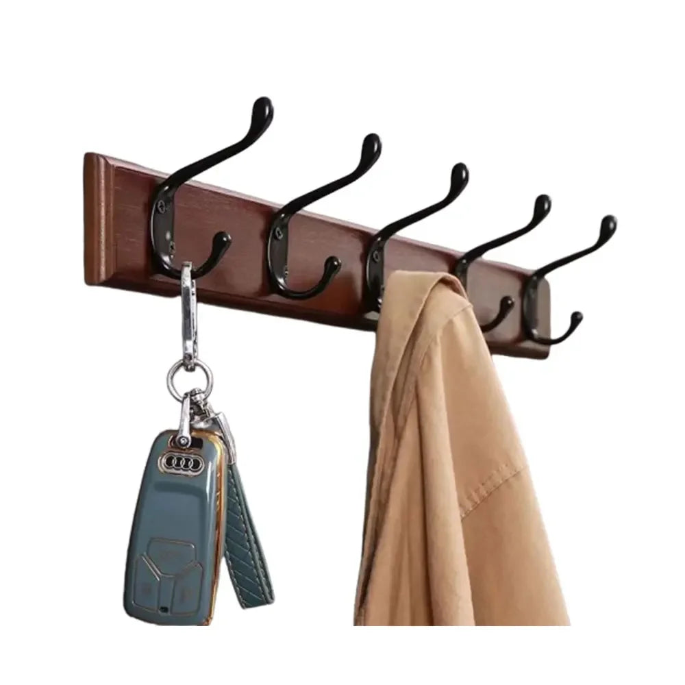 Patère murale en bois massif 4-5 crochets blanc beige brun style scandinave pour entrée chambre et hall | Koossa