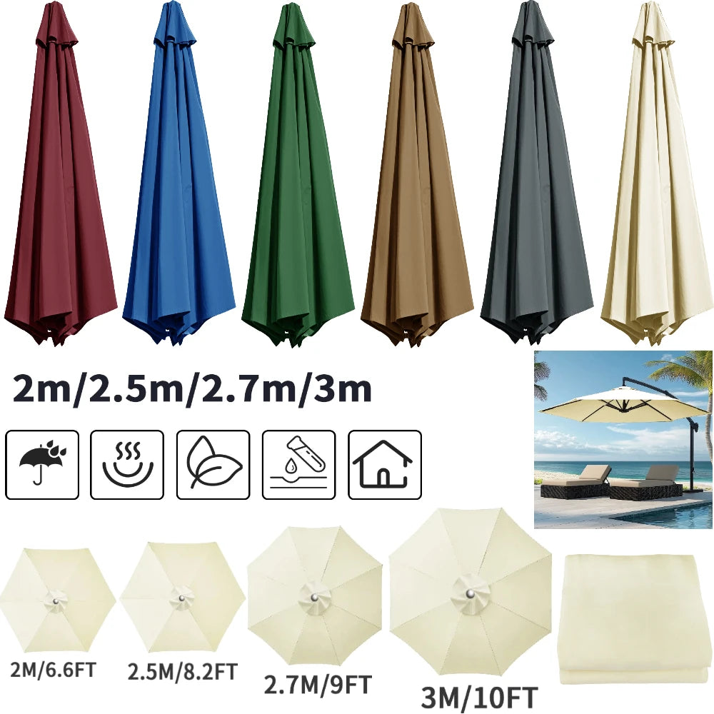 Toile de remplacement pour parasol 6 ou 8 baleines déperlante avec aération circulaire de 2 à 3 mètres | Koossa