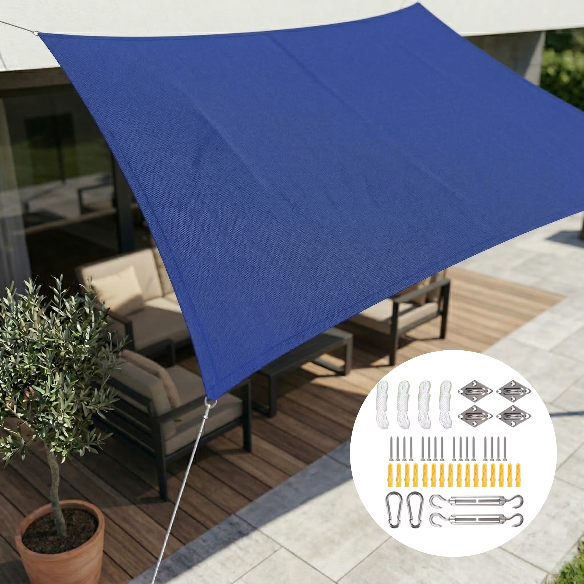 Voile d'ombrage rectangulaire imperméable et anti-UV pour jardin terrasse balcon pergola grand format | Koossa