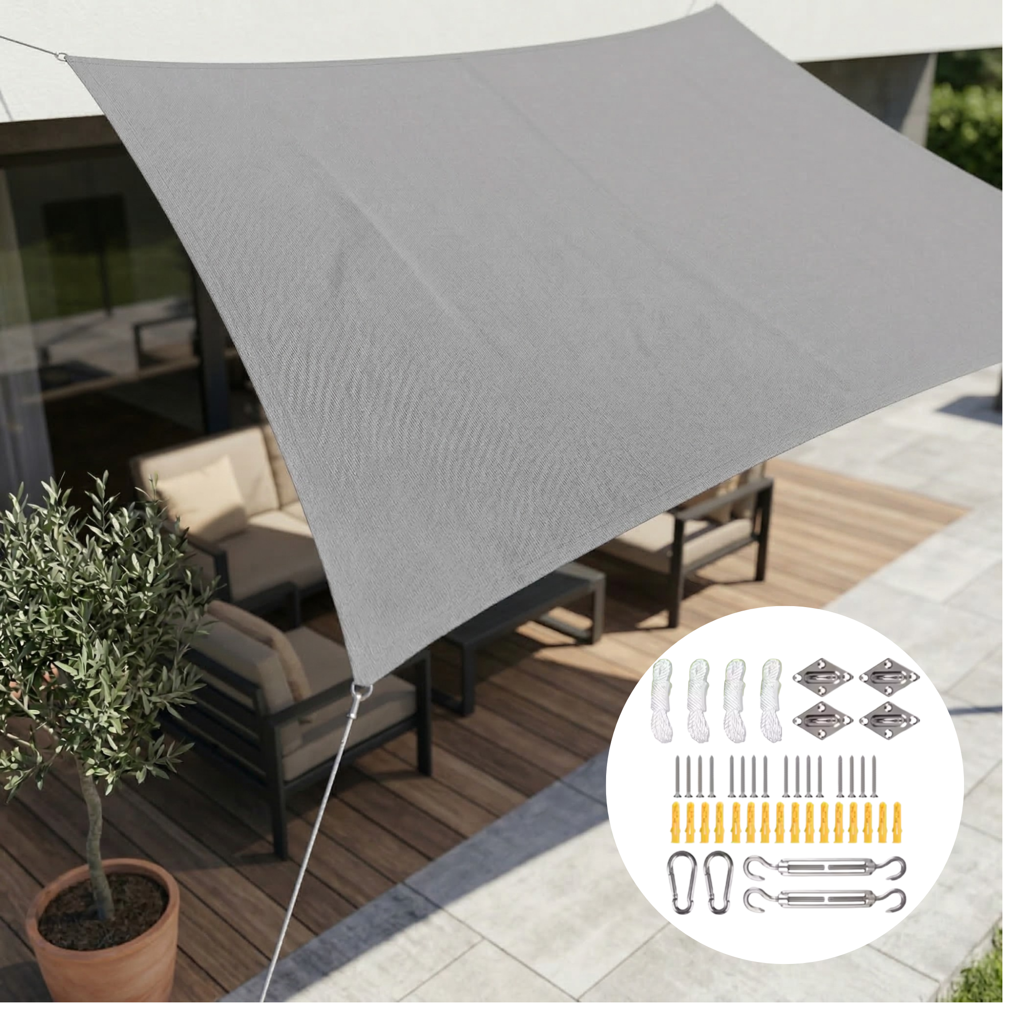 Voile d'ombrage rectangulaire imperméable et anti-UV pour jardin terrasse balcon pergola grand format | Koossa