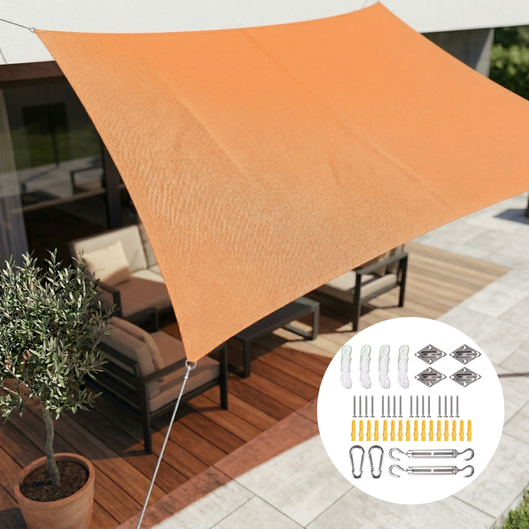 Voile d'ombrage rectangulaire imperméable et anti-UV pour jardin terrasse balcon pergola grand format | Koossa