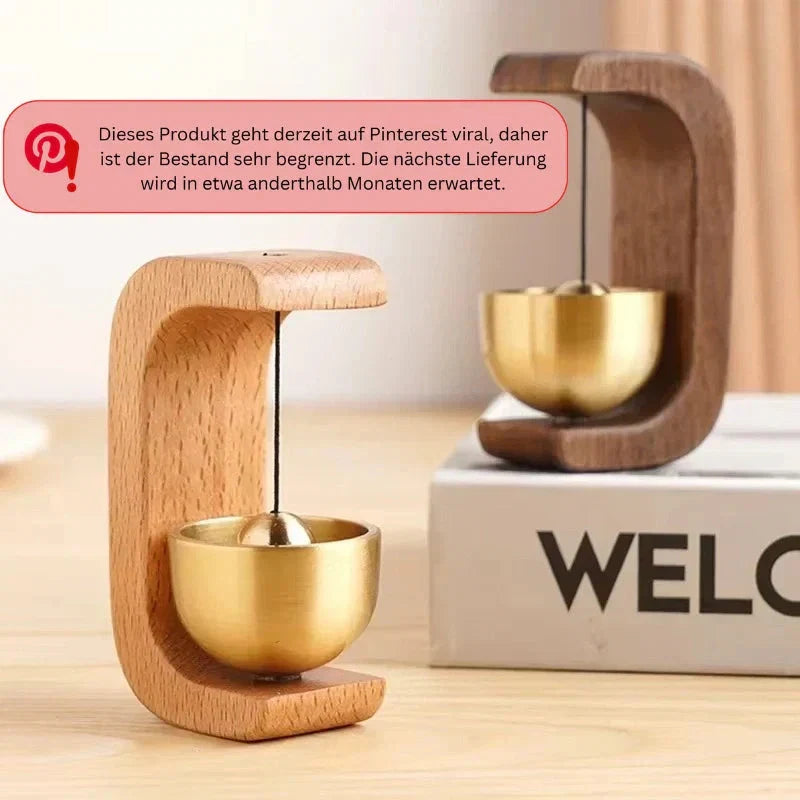 Carillon éolien en bois magnétique avec bol sonore suspendu style scandinave décoration méditative zen | Koossa