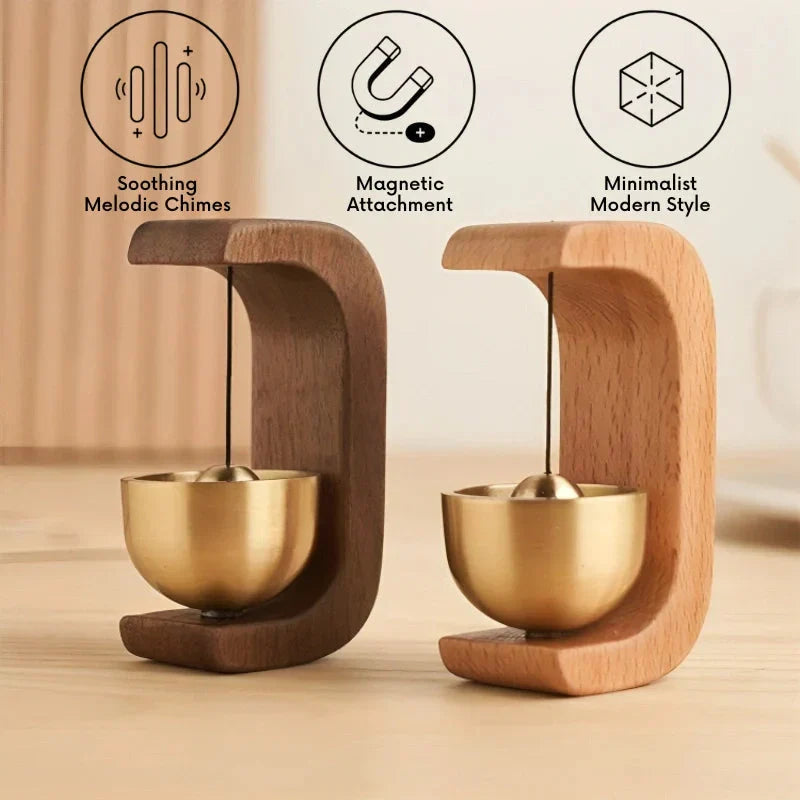 Carillon éolien en bois magnétique avec bol sonore suspendu style scandinave décoration méditative zen | Koossa