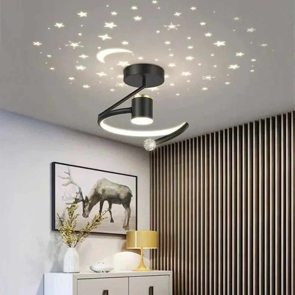 Plafonnier LED dimmable effet ciel étoilé moderne pour salon chambre décoration lumineuse ambiance zen | Koossa