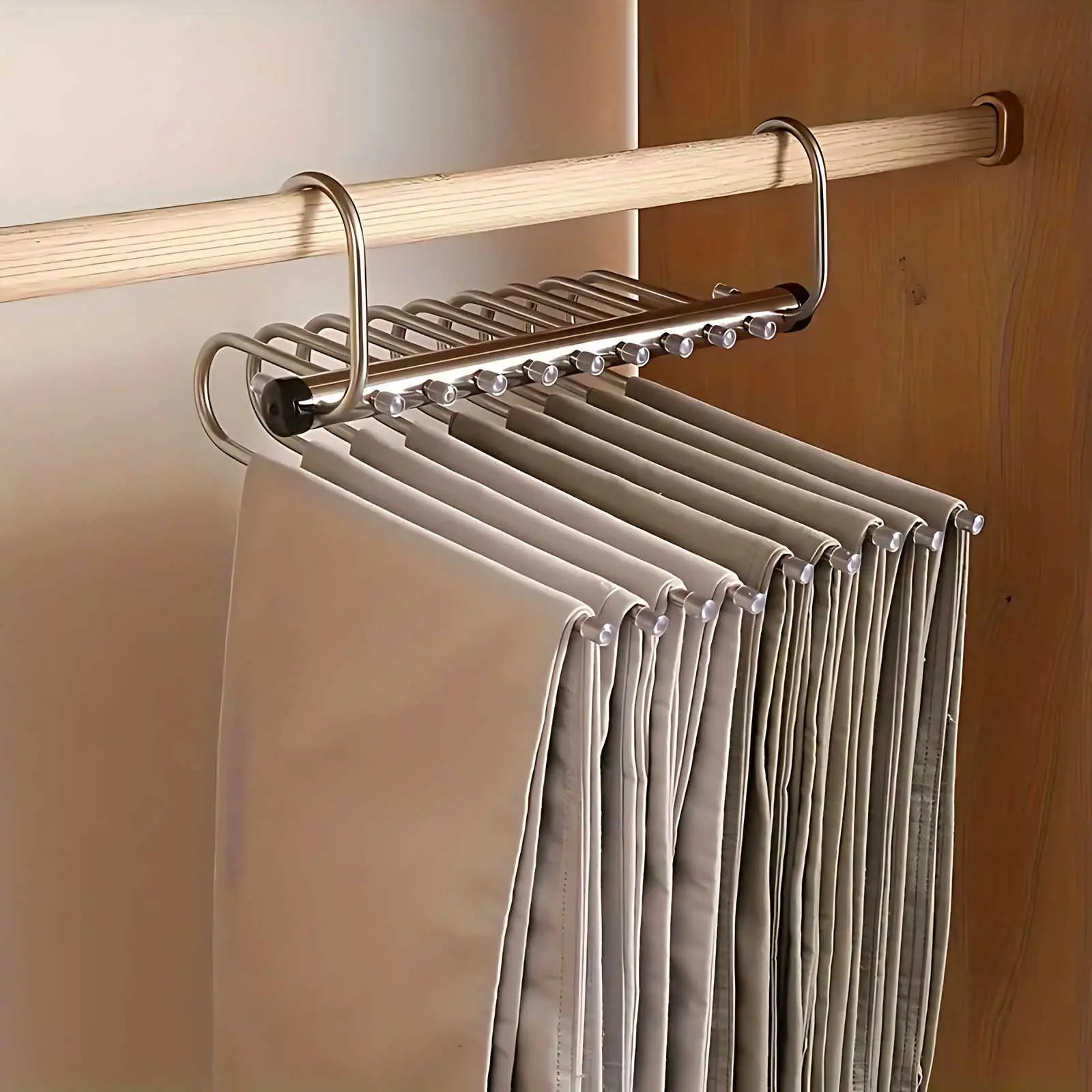 Cintre organisateur multi-niveaux en acier inoxydable pour pantalons sjaals et serviettes gain de place | Koossa