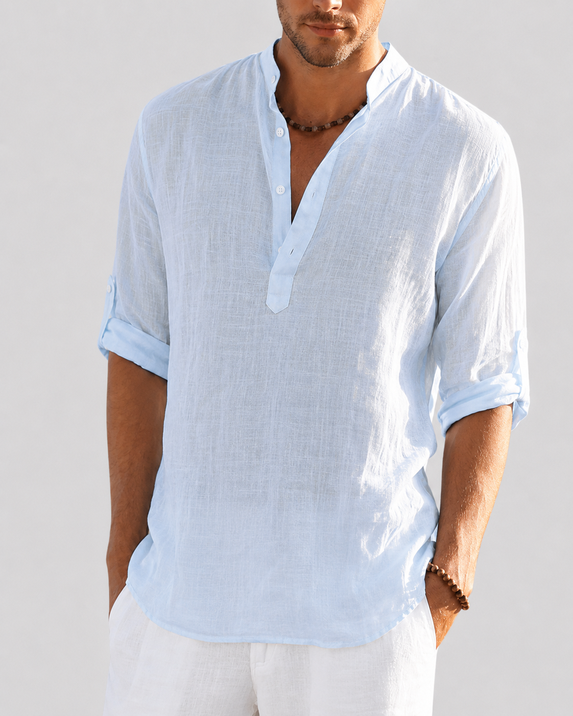 Men's Smart Casual Shirt with Open Collar — Classic Long Sleeve Shirt for Business & Weekend Wear | Koossa
