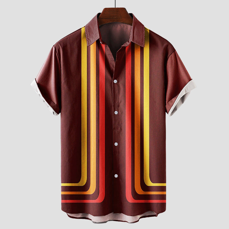 Men's Short Sleeve Striped Cotton Shirt in Classic Colours for Summer Holidays and Relaxed Weekend Dressing | Koossa