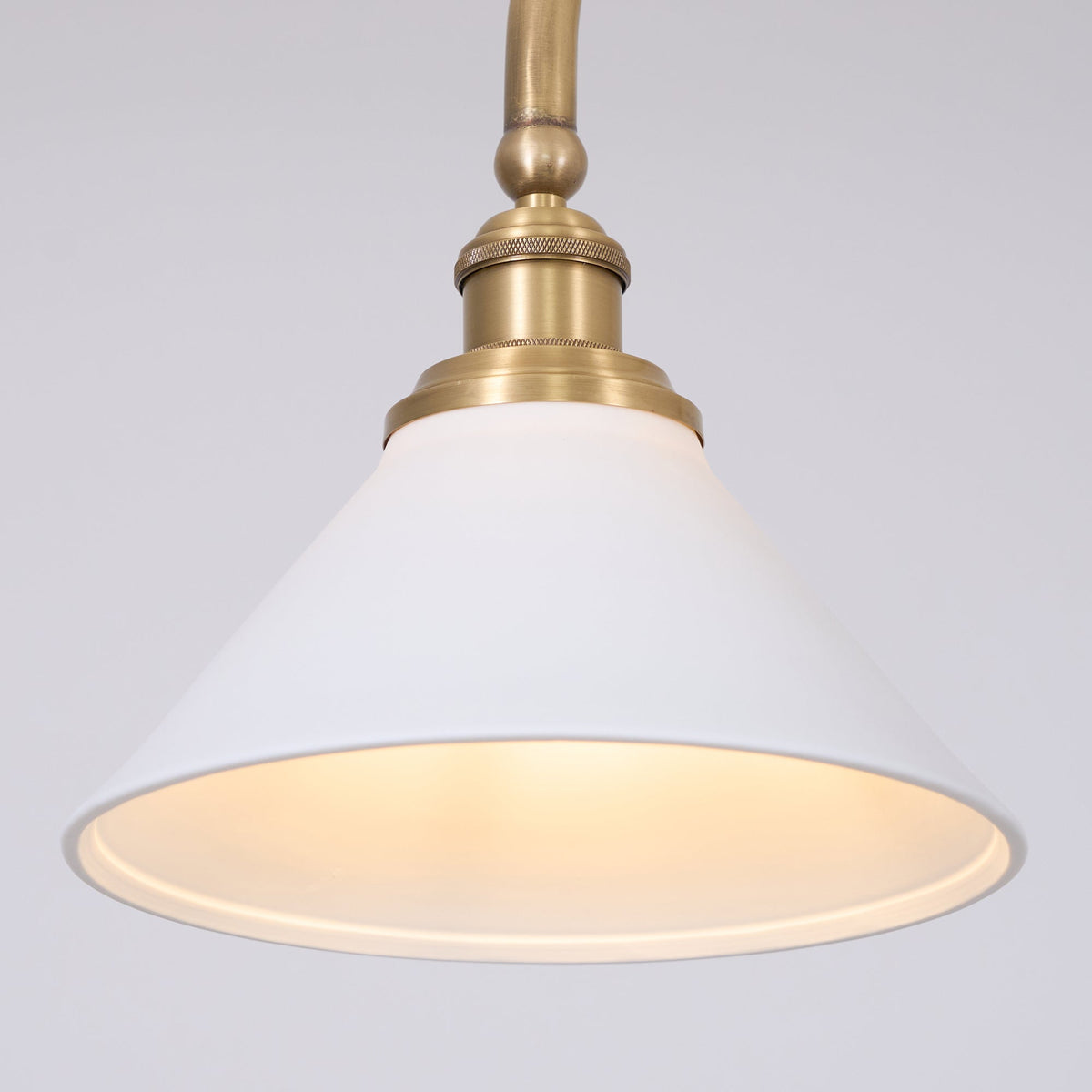 Brushed Brass Pendant Light with Flared Cone Shades for Dining Room & Kitchen Island | Dual Head Suspension Fixture | Lonoma