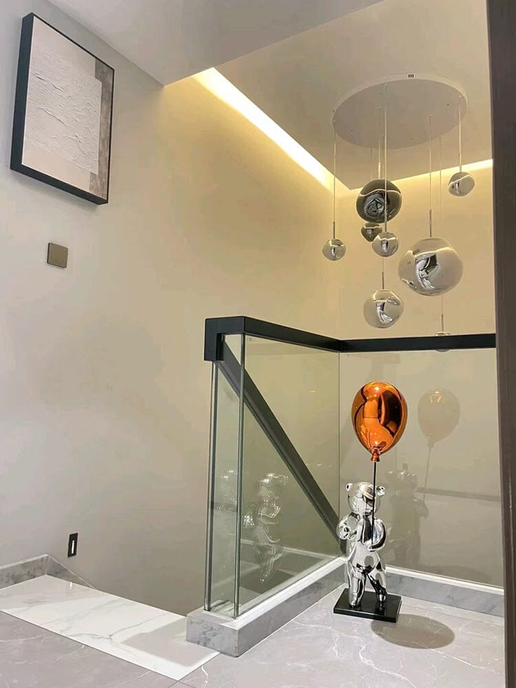 Suspension sphérique verre ou PVC finition miroir hauteur réglable éclairage décoratif salon salle à manger | Koossa