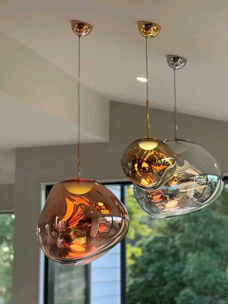 Suspension sphérique verre ou PVC finition miroir hauteur réglable éclairage décoratif salon salle à manger | Koossa