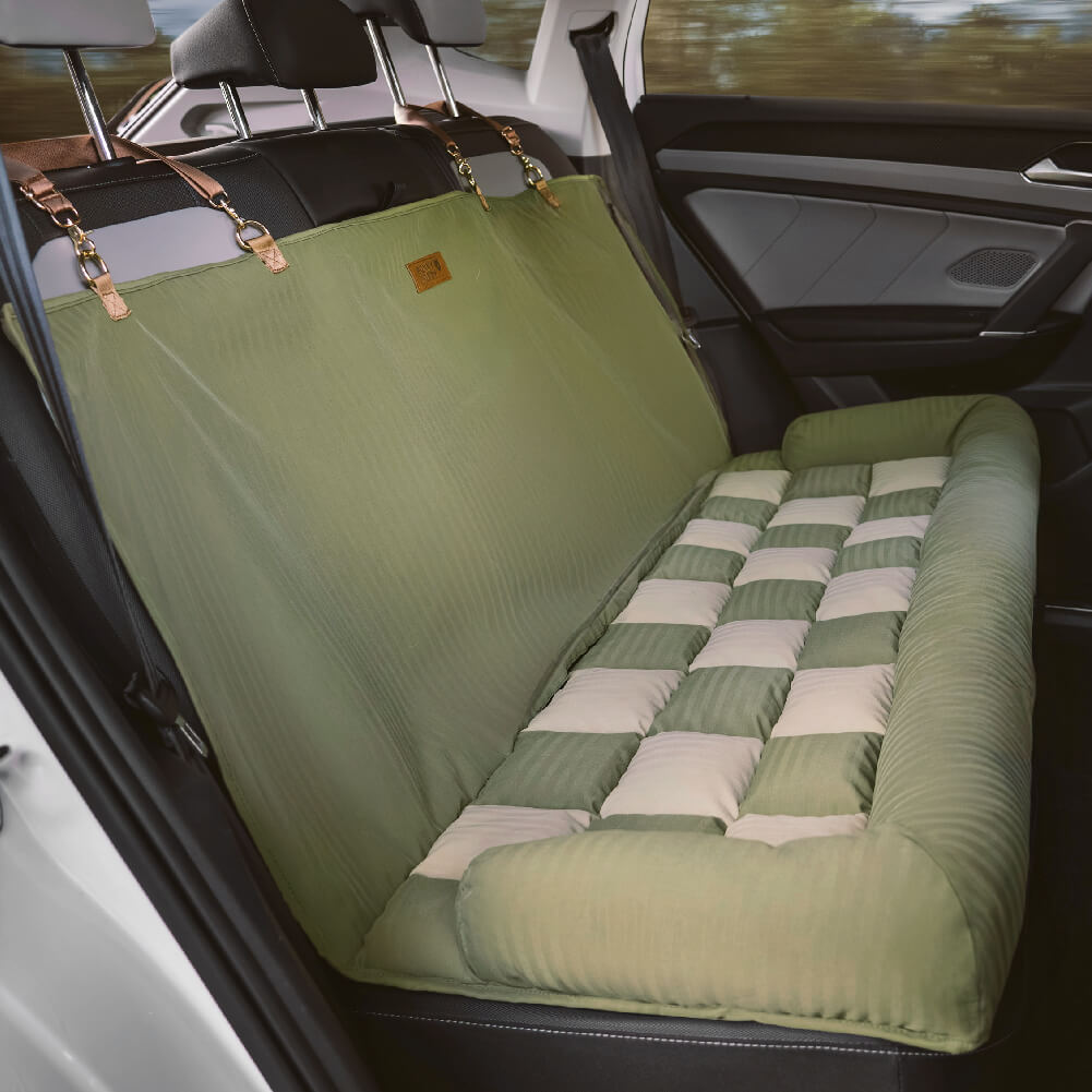 Dog Car Seat Cover Padded Waterproof Polyester Anti-Slip Bolster Back Seat Bed Large Dogs Safety Strap | Koossa