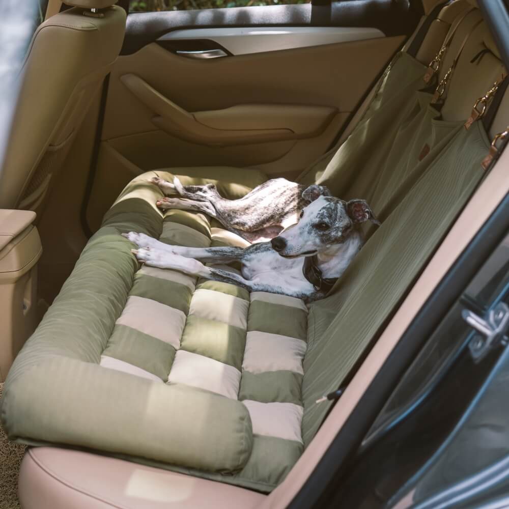 Dog Car Seat Cover Padded Waterproof Polyester Anti-Slip Bolster Back Seat Bed Large Dogs Safety Strap | Koossa