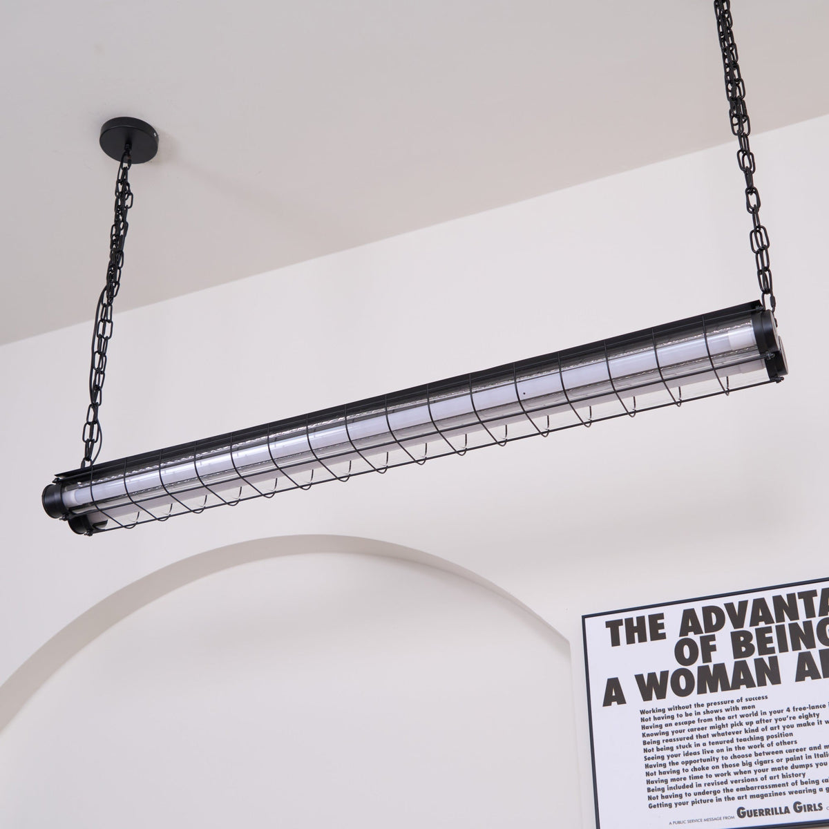 Horizontal Glass Cylinder Pendant Light with LED Strips – Metal Body, 48 in Long, Modern Industrial for Dining Room Kitchen Island | Lonoma