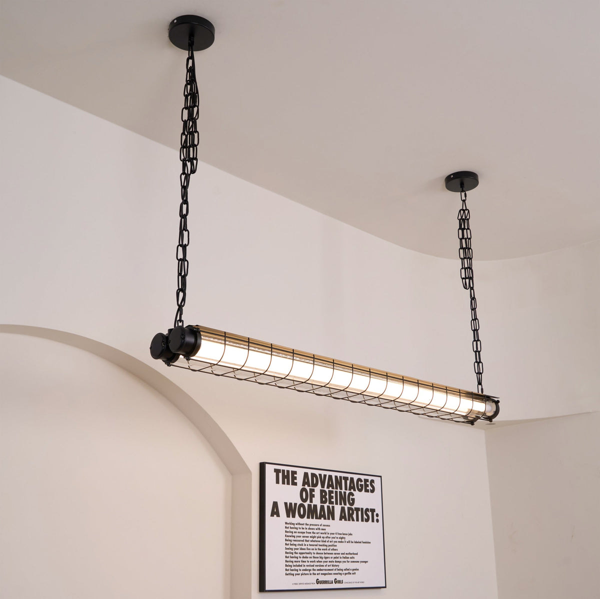 Horizontal Glass Cylinder Pendant Light with LED Strips – Metal Body, 48 in Long, Modern Industrial for Dining Room Kitchen Island | Lonoma