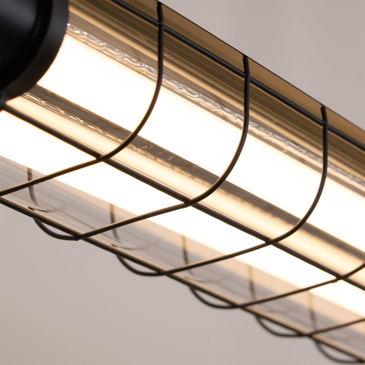 Horizontal Glass Cylinder Pendant Light with LED Strips – Metal Body, 48 in Long, Modern Industrial for Dining Room Kitchen Island | Lonoma