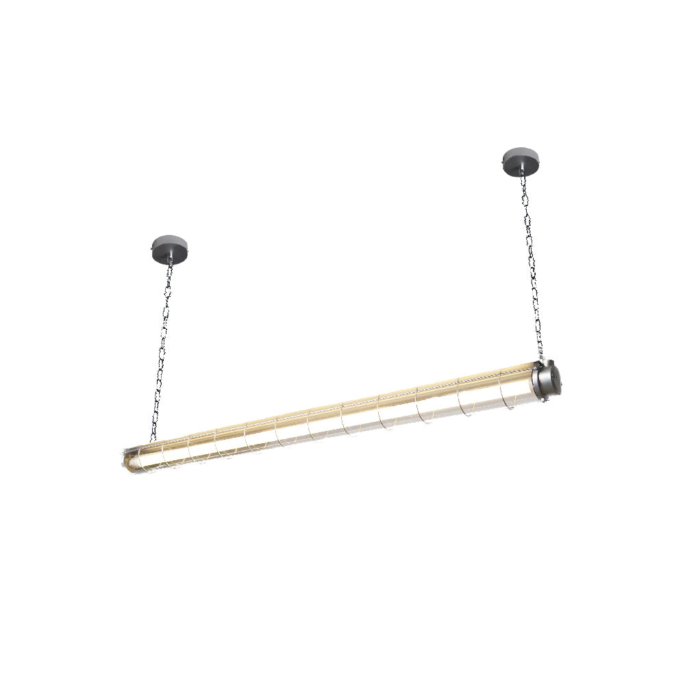 Horizontal Glass Cylinder Pendant Light with LED Strips – Metal Body, 48 in Long, Modern Industrial for Dining Room Kitchen Island | Lonoma