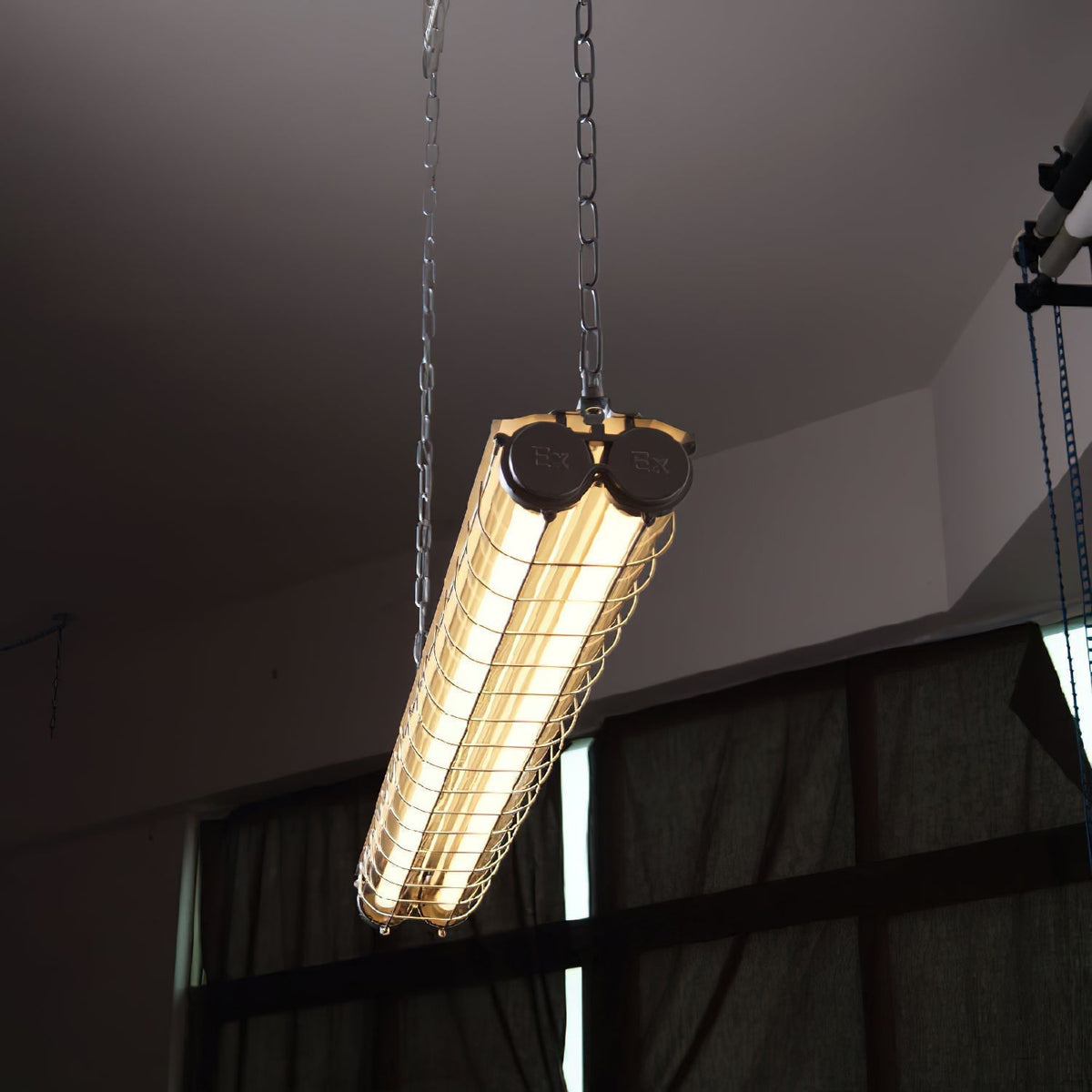 Horizontal Glass Cylinder Pendant Light with LED Strips – Metal Body, 48 in Long, Modern Industrial for Dining Room Kitchen Island | Lonoma