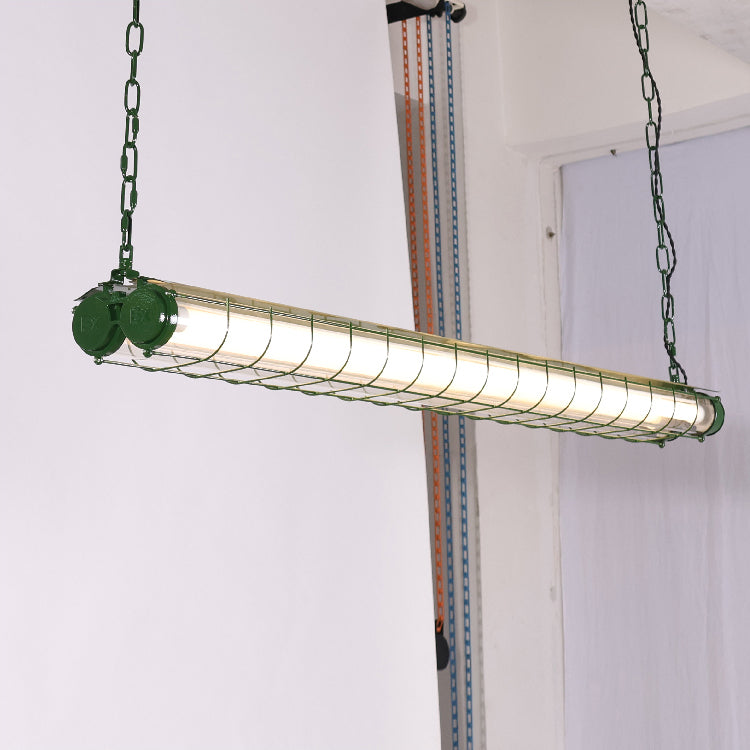 Horizontal Glass Cylinder Pendant Light with LED Strips – Metal Body, 48 in Long, Modern Industrial for Dining Room Kitchen Island | Lonoma