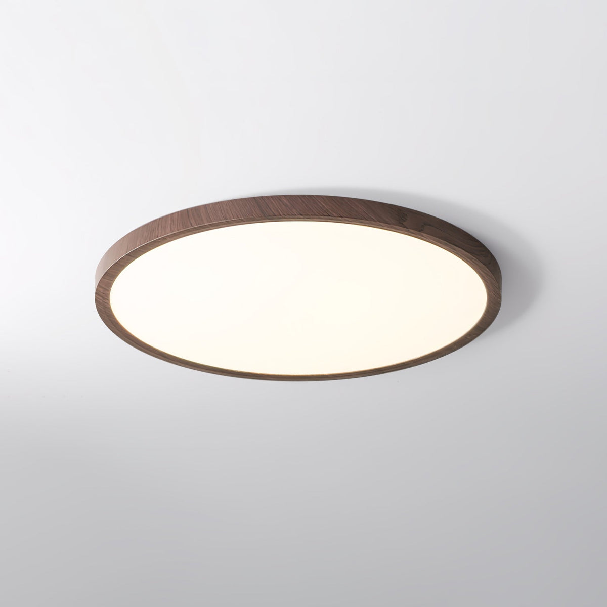 Flush Mount LED Ceiling Light with Wood-Look Finish – Round Ultra-Slim Panel for Bedroom, Living Room, Kitchen | Lonoma