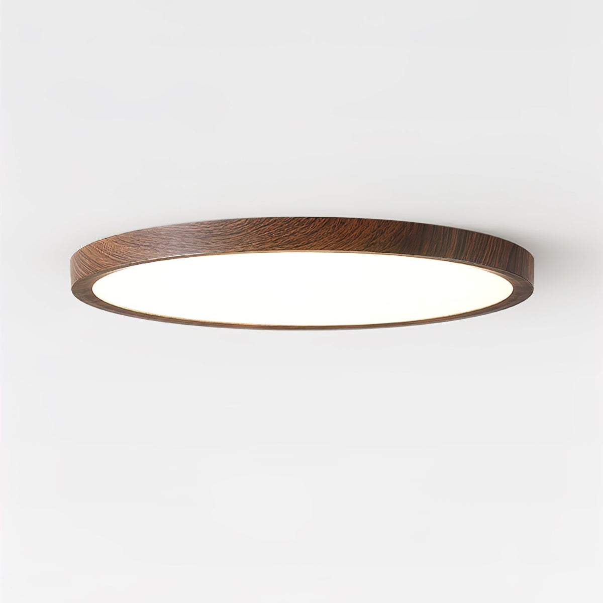 Flush Mount LED Ceiling Light with Wood-Look Finish – Round Ultra-Slim Panel for Bedroom, Living Room, Kitchen | Lonoma