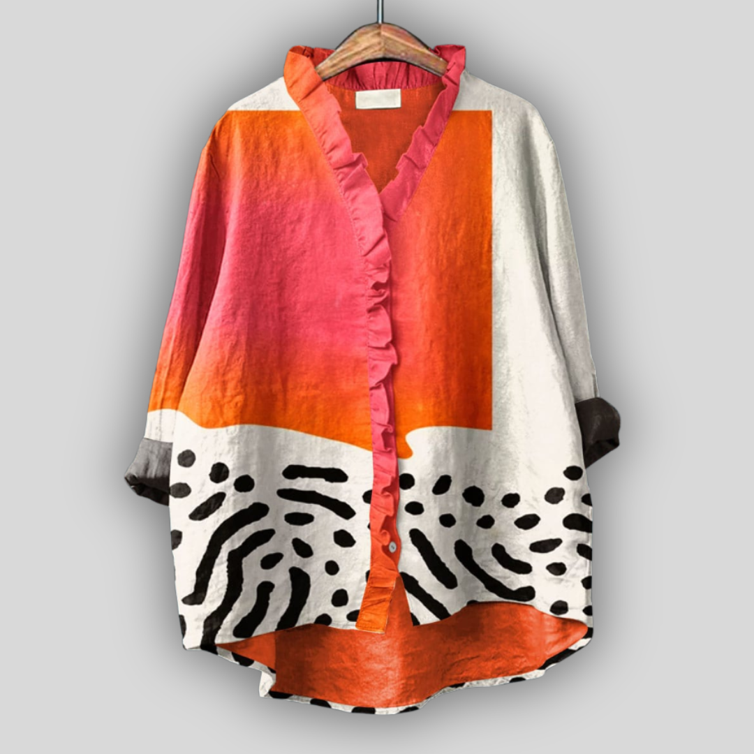 Women's Ruffle Detail Blouse — Relaxed Fit Summer Shirt for Casual Days & Weekend Occasions | Koossa