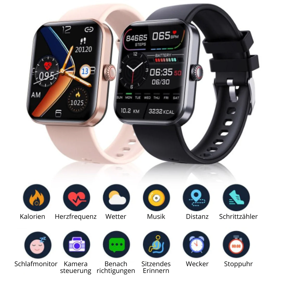 Non-Invasive Glucose Monitoring Smartwatch — Health Tracker with Heart Rate & Blood Pressure for Wellness | Koossa