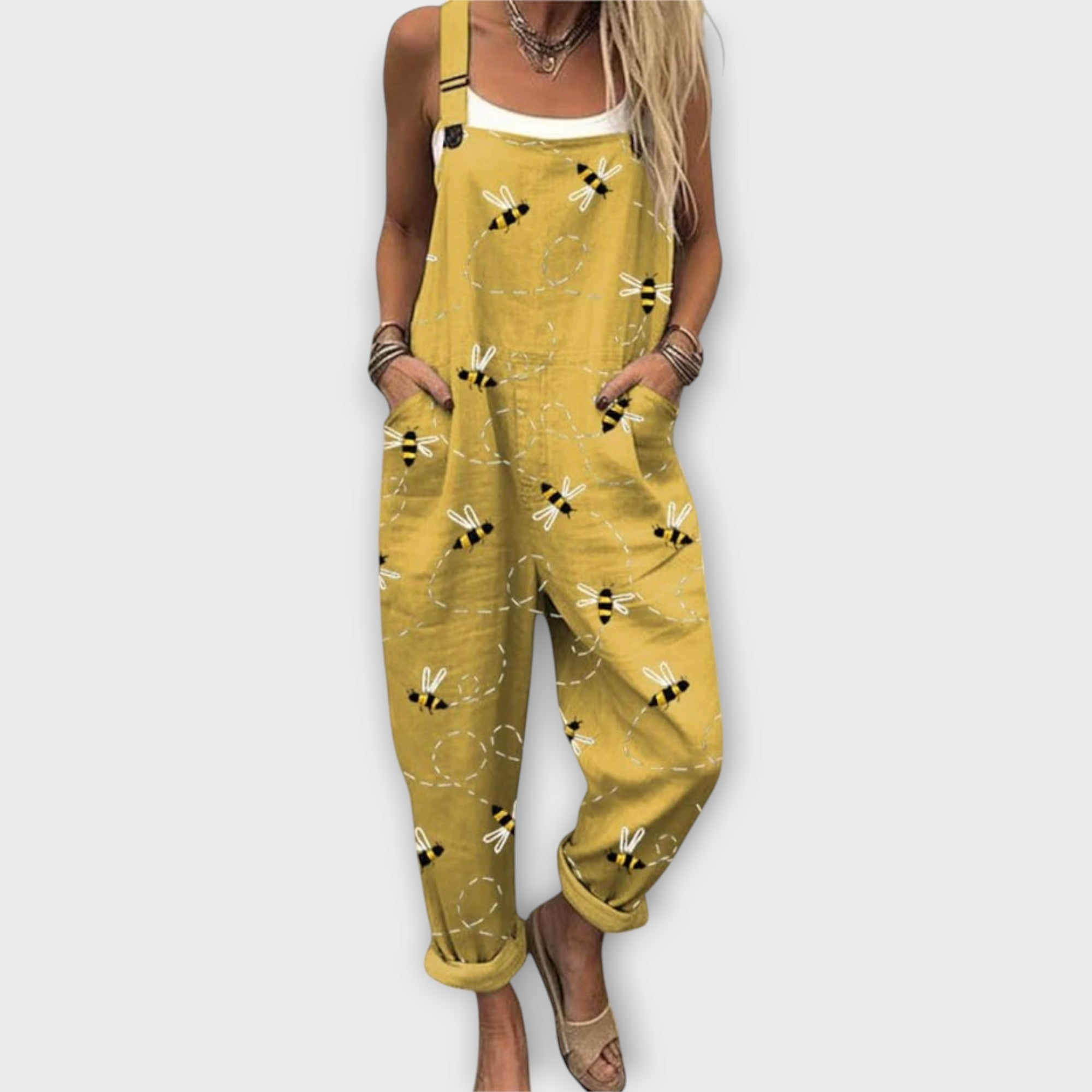 Women's Wide-Leg Floral Jumpsuit with Adjustable Straps – Vintage-Inspired All-In-One for Summer Days, Garden Parties & Weekend Brunches | Koossa