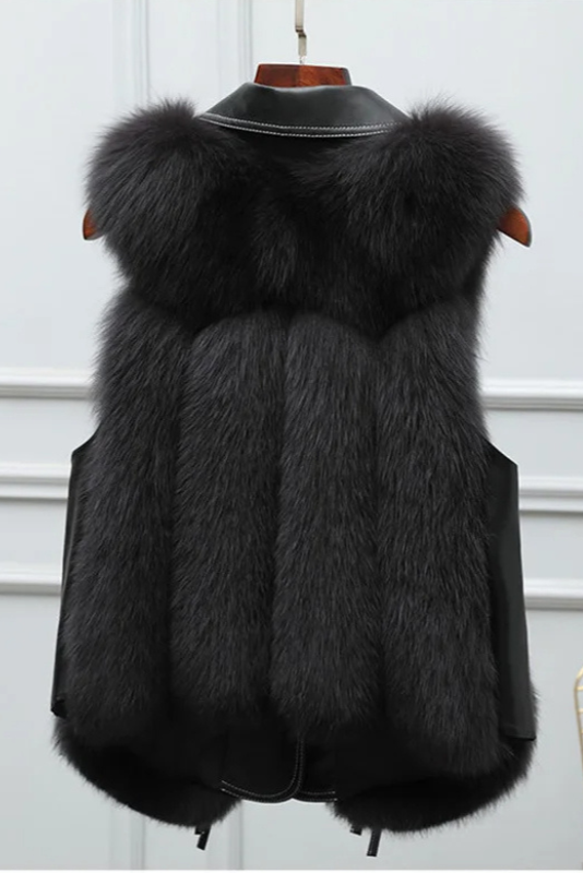 Faux Fur Sleeveless Gilet in Ivory, Brown and Black | Koossa