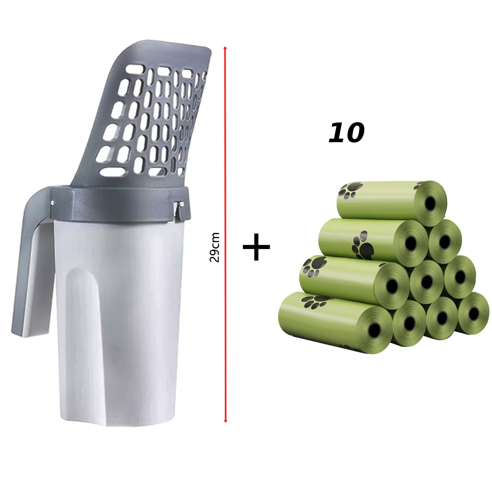 Cat Litter Scoop Sifter Plastic Deep Shovel Waste Removal Cleaning Tool Bin Bag Clip Holder Kitten Tray | Koossa