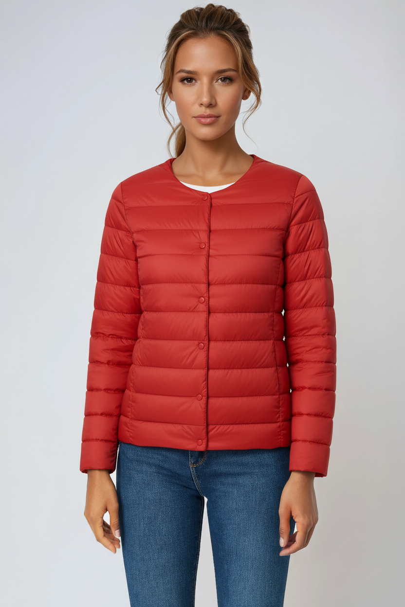 Women's Lightweight Quilted Puffer Jacket in Black – Slim-Fit Layering Coat for Effortless Everyday Warmth | Koossa