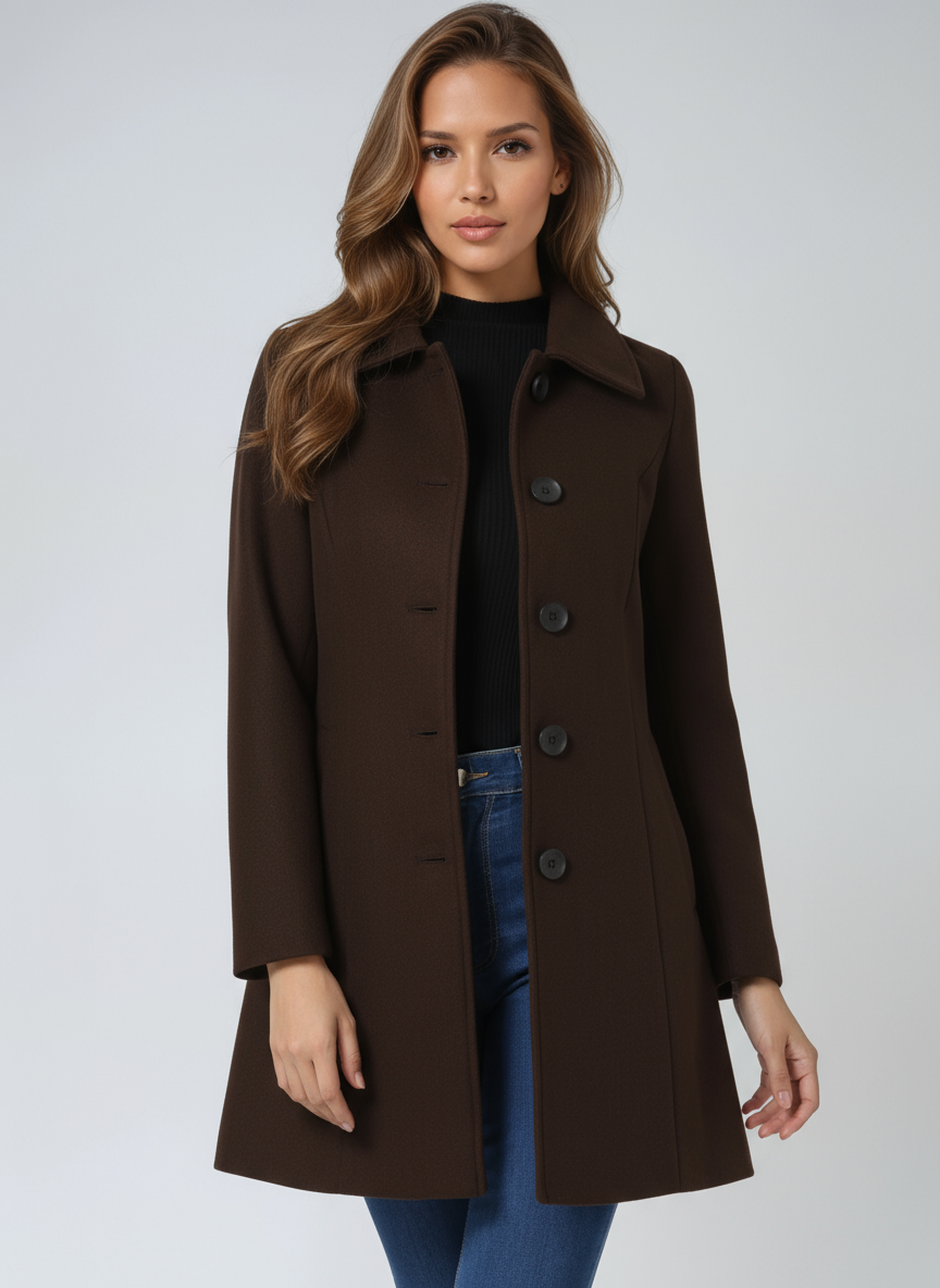 Women's Tailored Wool Trench Coat in Classic Neutral Tones for Autumn and Winter | Koossa