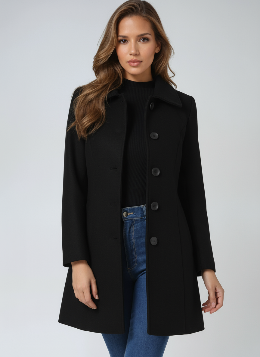 Women's Tailored Wool Trench Coat in Classic Neutral Tones for Autumn and Winter | Koossa