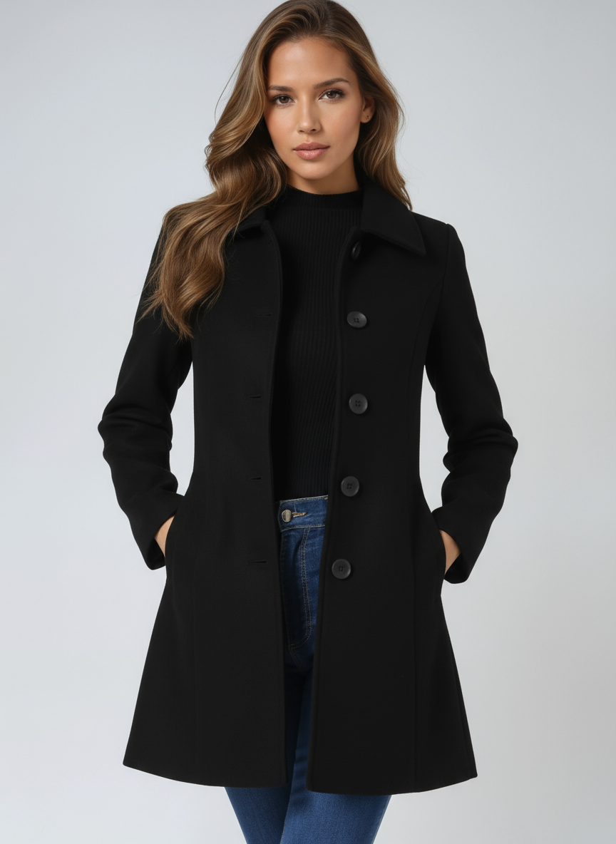Women's Tailored Wool Trench Coat in Classic Neutral Tones for Autumn and Winter | Koossa