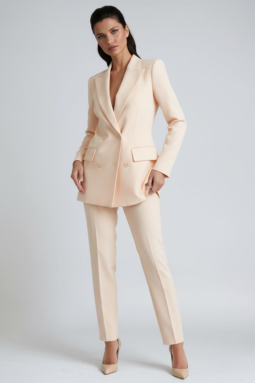 Double-Breasted Blazer Suit Two-Piece Set in Premium Tailored Fabric | Koossa