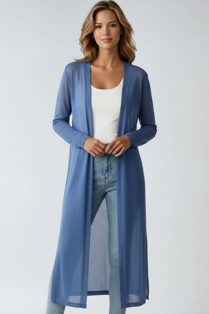 Longline Open Front Cardigan in Soft Lightweight Knit – Timeless Layering for Effortless Elegance | Koossa