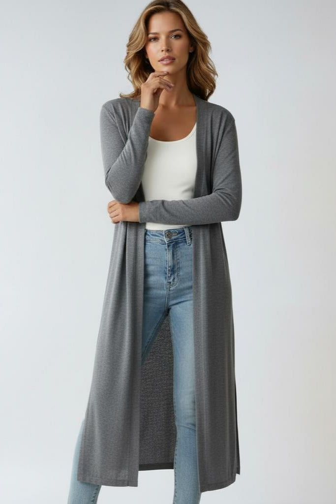 Longline Open Front Cardigan in Soft Lightweight Knit – Timeless Layering for Effortless Elegance | Koossa