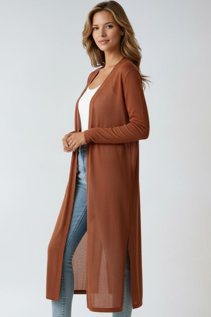 Longline Open Front Cardigan in Soft Lightweight Knit – Timeless Layering for Effortless Elegance | Koossa