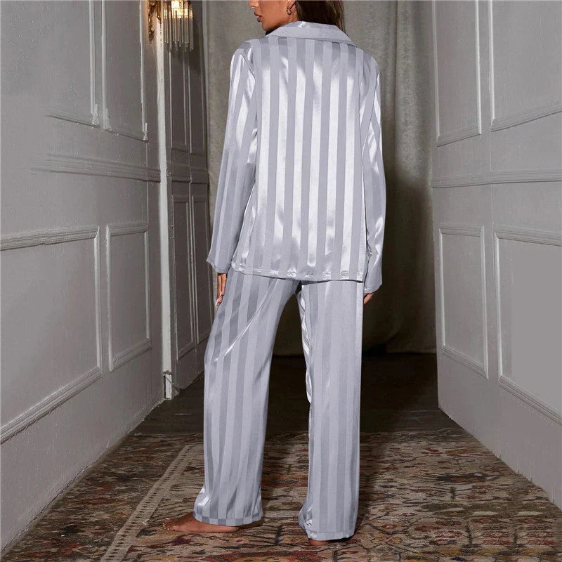 Women's Satin-Finish Pyjama Set — Elegant Two-Piece Nightwear for Relaxed Evenings & Luxurious Lounging | Koossa