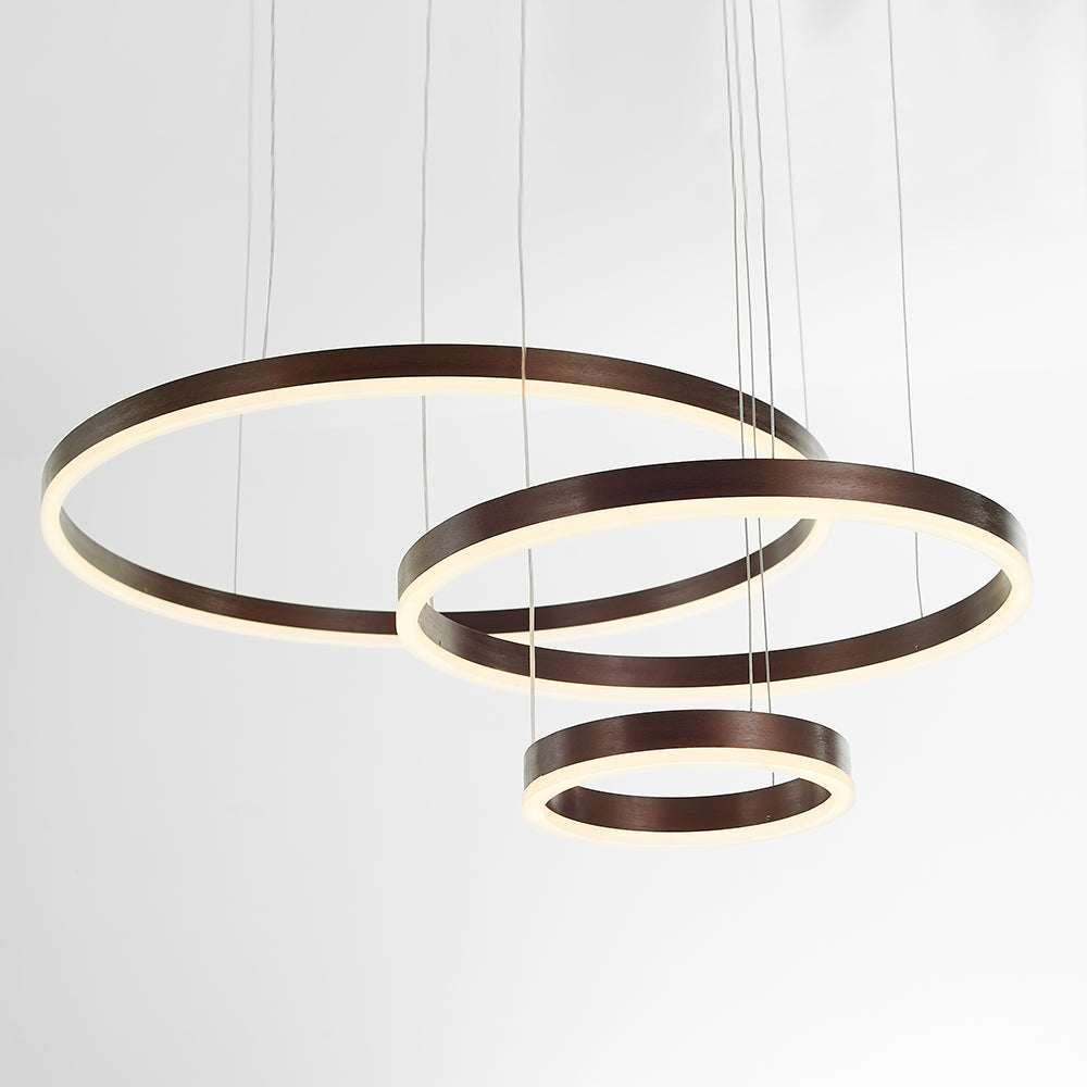 Suspension LED cercles multiples en métal noir doré ou moka pour salon salle à manger chambre dimable | Koossa