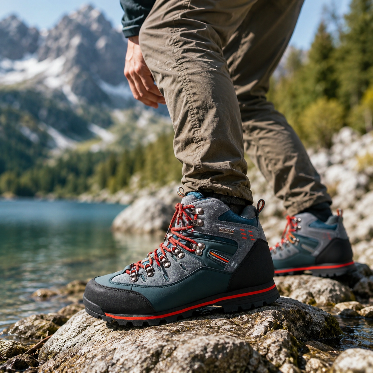 Men's Waterproof Hiking Boots, Mid-Ankle Non-Slip Rubber Sole Trekking Shoes for Winter Trail Walking, Mountain & Outdoor Use | Lonoma