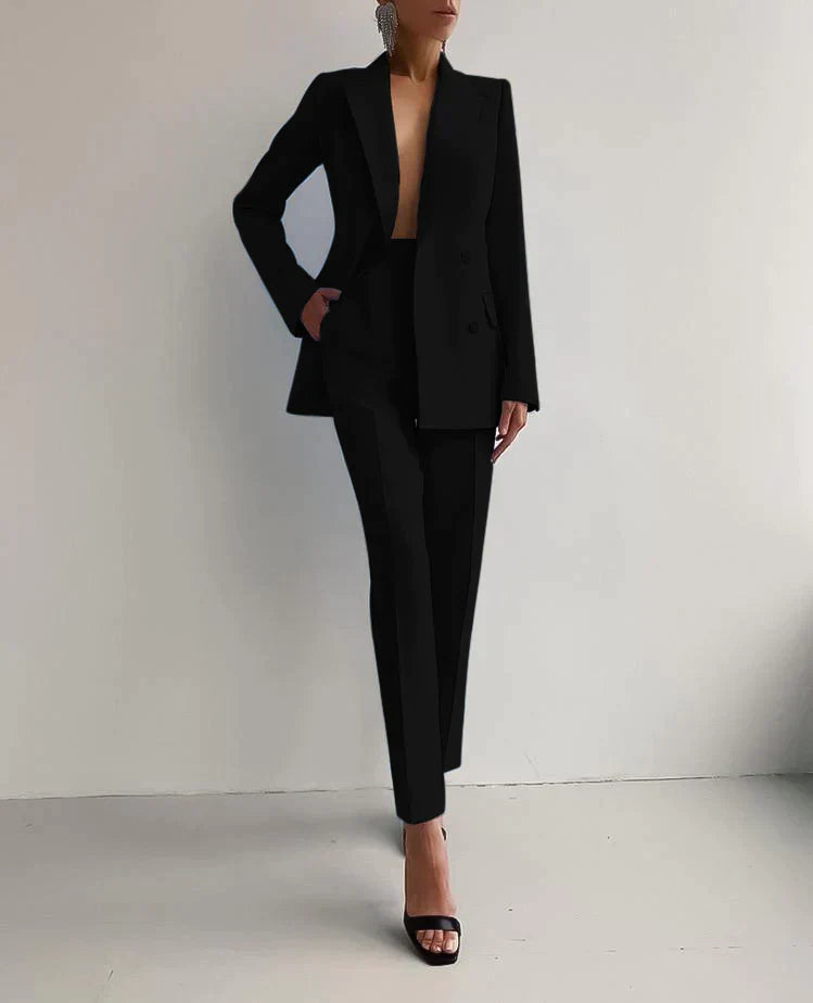Tailored Blazer and Trousers Suit in Soft Pastels for the Modern Woman | Formal Two-Piece Set | Koossa